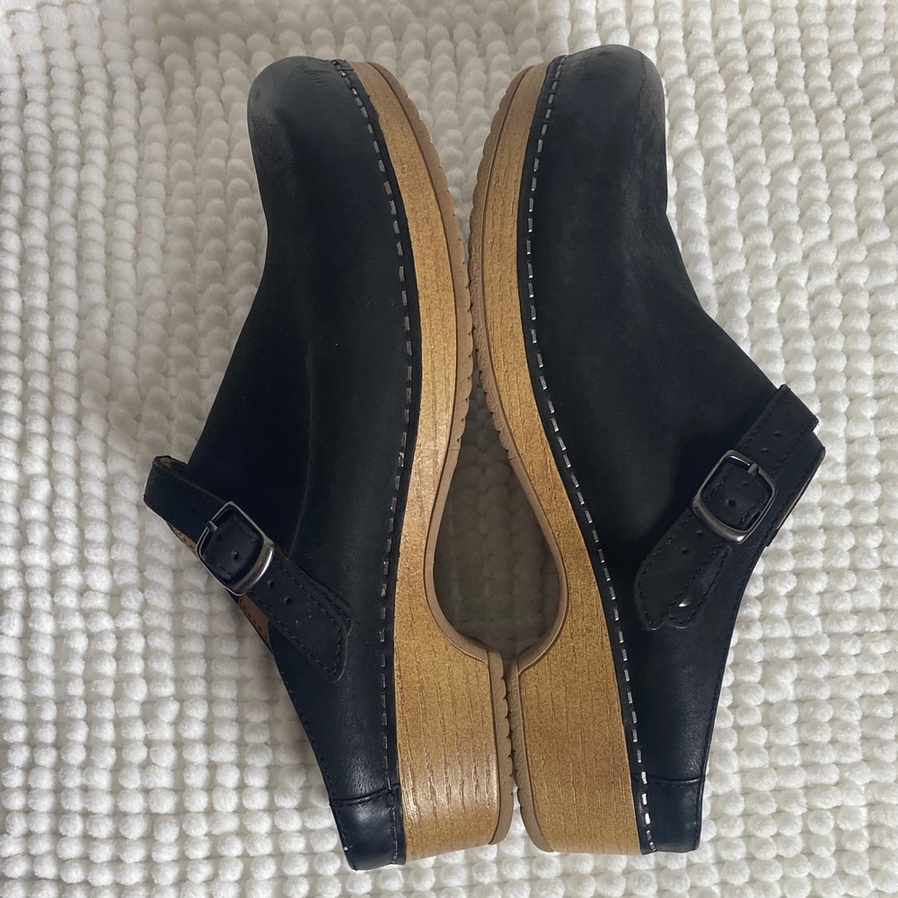 Dansko Black Suede Mules with Side Buckle - Picture 6 of 8